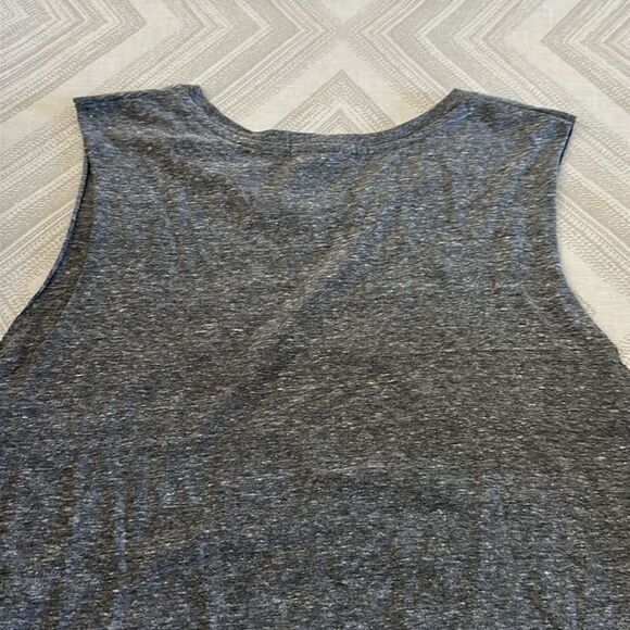 Chrldr Skull with Neon Yellow Stars Grey Tank Top - Picture 6 of 6